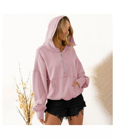 High Neck Hoodies for Women Oversized Half Zip Drawstring Y2K Pullover Sweater Casual Long Sleeve Sweatshirt with Pockets Lig...