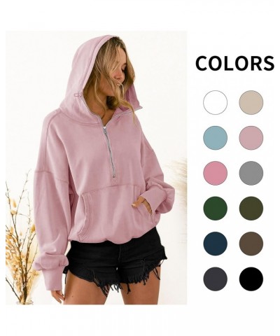 High Neck Hoodies for Women Oversized Half Zip Drawstring Y2K Pullover Sweater Casual Long Sleeve Sweatshirt with Pockets Lig...