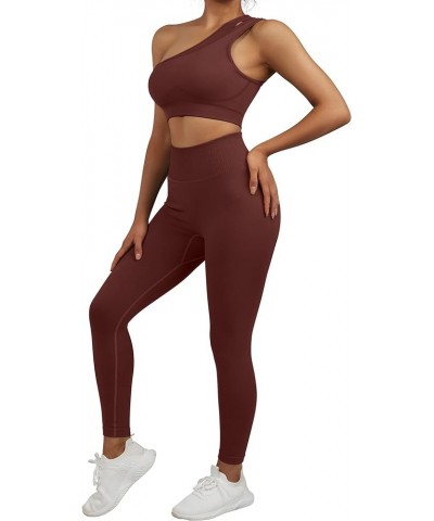 Workout Set for Women 2 Piece Seamless One Shoulder Sports Bra Scrunch Butt Lifting leggings Gym Outfits Tracksuits Leggings ...