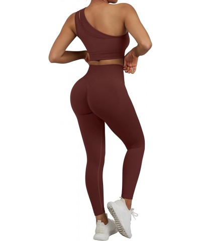 Workout Set for Women 2 Piece Seamless One Shoulder Sports Bra Scrunch Butt Lifting leggings Gym Outfits Tracksuits Leggings ...