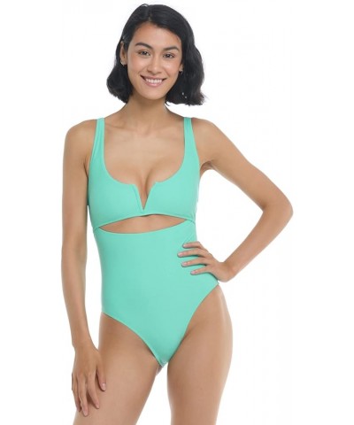 Women's Standard Smoothies Eli Solid One Piece Swimsuit with V-Wire Neckline Sea Mist $52.04 Swimsuits