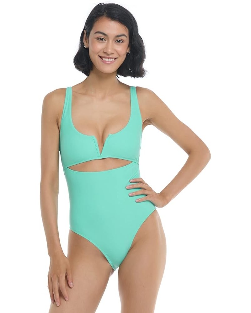 Women's Standard Smoothies Eli Solid One Piece Swimsuit with V-Wire Neckline Sea Mist $52.04 Swimsuits