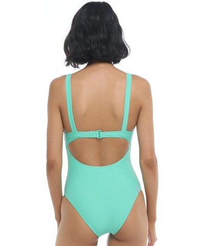 Women's Standard Smoothies Eli Solid One Piece Swimsuit with V-Wire Neckline Sea Mist $52.04 Swimsuits