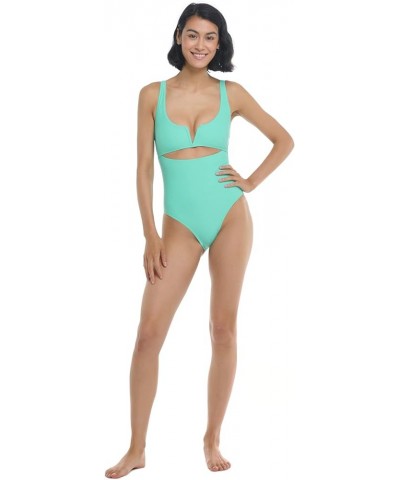 Women's Standard Smoothies Eli Solid One Piece Swimsuit with V-Wire Neckline Sea Mist $52.04 Swimsuits