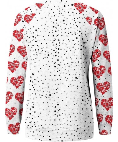 Valentine's Day Tops For Women Fashion Love Heart Print Long Sleeve Round Neck Top Pullover Sweatshirt Casual Blouse E-red $1...