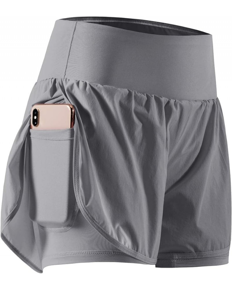 2 in 1 Women's Workout Shorts for Athletic Gym Running Shorts with Phone Pockets Pack of 1: 06 Gray $27.35 Activewear