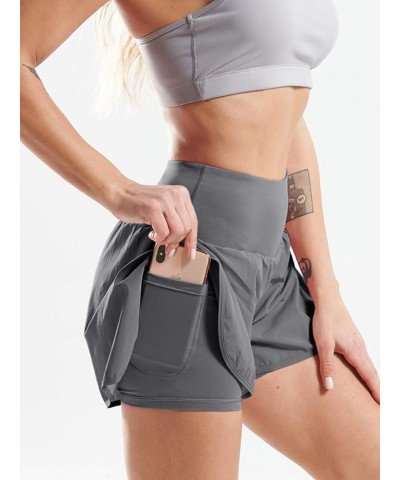 2 in 1 Women's Workout Shorts for Athletic Gym Running Shorts with Phone Pockets Pack of 1: 06 Gray $27.35 Activewear