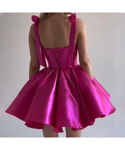 Homecoming Dresses Short Prom Dresses for Teens 2024 A Line Sparkly Satin Sweetheart Cocktail Dress with Bow Lilac $27.50 Dre...