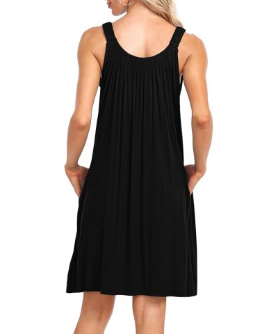 Women's Beach Cover Up Tank Dress Casual Vacation Short Summer Halter Dresses with Pockets Black $17.22 Swimsuits