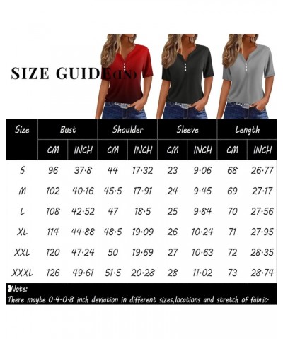 Women's T-Shirts Dressy Button Down Tunic Y2K Tops Short Sleeve Floral Print Blouses Henley V Neck Summer Cute Clothes Aan15-...