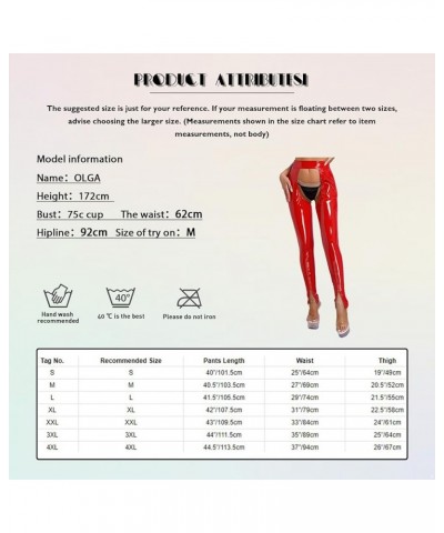 Women's Wetlook Leggings PVC Leather Trousers Hollow Out Tights Long Pants Clubwear Black a $10.41 Leggings