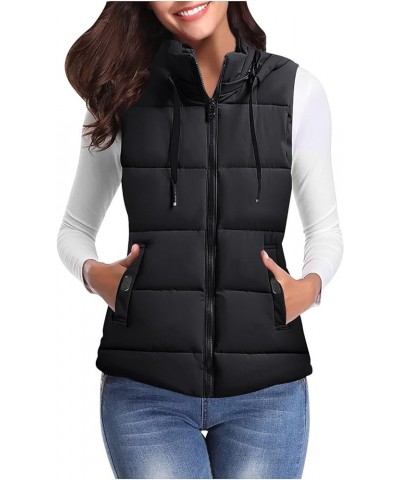 Womens Puffer Vest American Autumn Winter Vest Jaceket Soft Cotton Jacket Stand-up Collar Warm Womens Long Puffer 1-black $17...