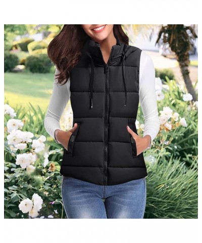 Womens Puffer Vest American Autumn Winter Vest Jaceket Soft Cotton Jacket Stand-up Collar Warm Womens Long Puffer 1-black $17...