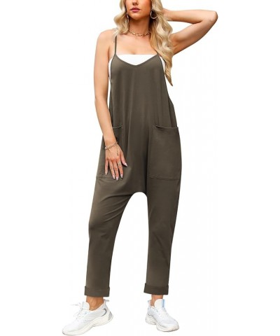 Jumpsuits for Women Casual Summer Rompers Sleeveless Loose Spaghetti Strap Baggy Overalls Y2k Jumpers with Pockets Gray Green...