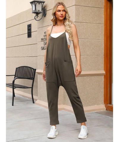 Jumpsuits for Women Casual Summer Rompers Sleeveless Loose Spaghetti Strap Baggy Overalls Y2k Jumpers with Pockets Gray Green...