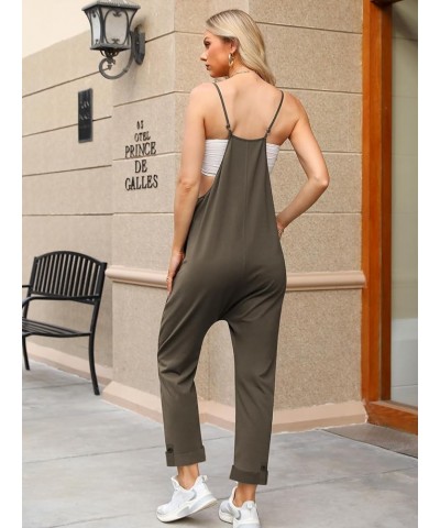 Jumpsuits for Women Casual Summer Rompers Sleeveless Loose Spaghetti Strap Baggy Overalls Y2k Jumpers with Pockets Gray Green...