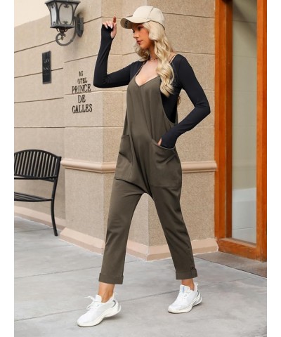 Jumpsuits for Women Casual Summer Rompers Sleeveless Loose Spaghetti Strap Baggy Overalls Y2k Jumpers with Pockets Gray Green...