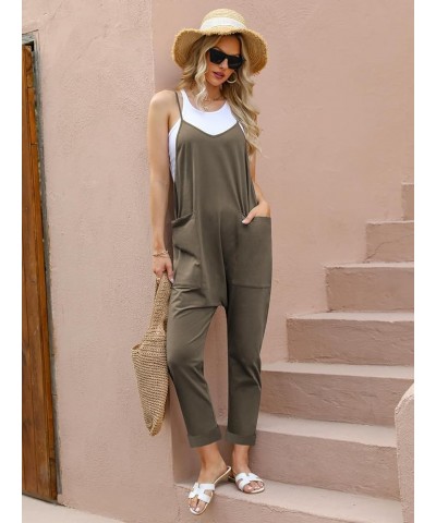 Jumpsuits for Women Casual Summer Rompers Sleeveless Loose Spaghetti Strap Baggy Overalls Y2k Jumpers with Pockets Gray Green...