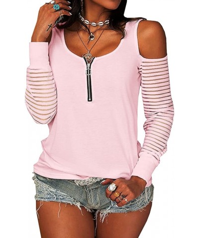 Plus Size Cold Shoulder Tops for Women Long Sleeve Strappy Cutout Tunic Tops Sexy V-Neck T Shirts Loose Tee Blouses Orange $9...