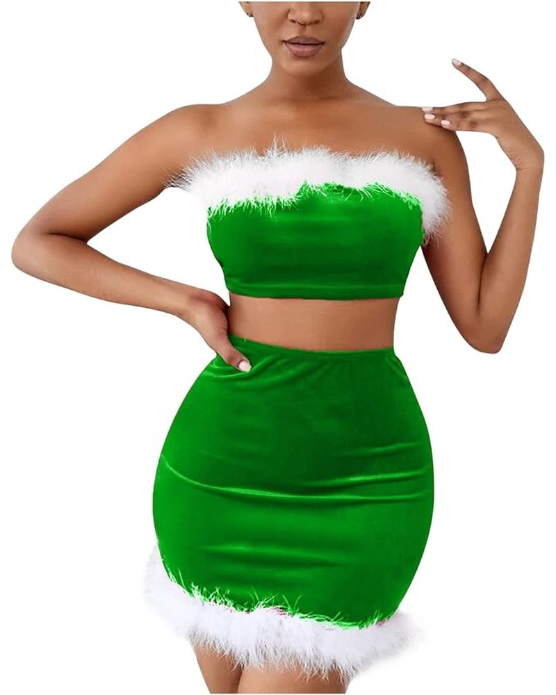 Sexy Christmas Lingerie For Women Women Christmas Lingerie Santa Babydolls Chemises Red Velvet Santa Lingerie Sets Z1-green $...