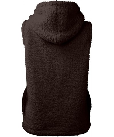 Winter Coats for Women Trendy Fuzzy Fleece Vest Jacket Comfy Warm Waistcoat Sleeveless Plain Fluffy Hoodie with Pockets C-cof...