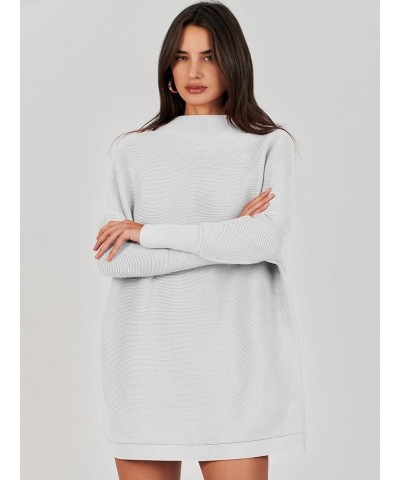 Women 2023 Trendy Casual Turtleneck Batwing Sleeve Slouchy Oversized Ribbed Knit Tunic Sweaters Pullover Grey $24.50 Sweaters