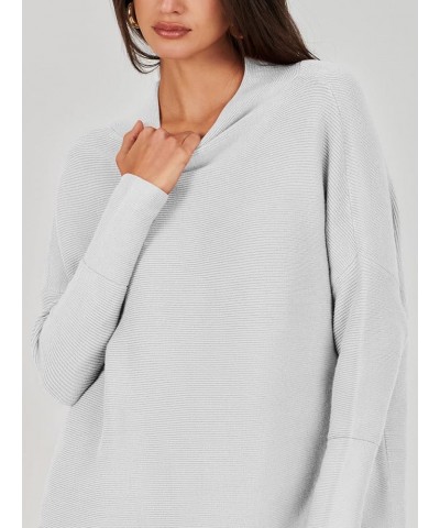 Women 2023 Trendy Casual Turtleneck Batwing Sleeve Slouchy Oversized Ribbed Knit Tunic Sweaters Pullover Grey $24.50 Sweaters