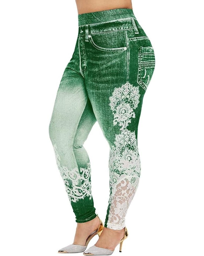 Fleece Lined Leggings Printed Pants Casual Elastic Slim Long Boot Women Pants Fleece Lined Leggings Green-5 $8.91 Leggings