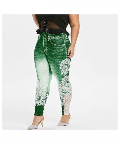 Fleece Lined Leggings Printed Pants Casual Elastic Slim Long Boot Women Pants Fleece Lined Leggings Green-5 $8.91 Leggings