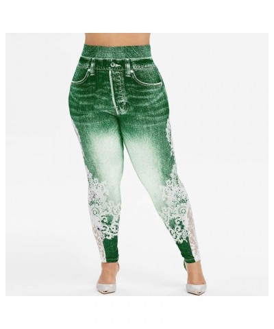 Fleece Lined Leggings Printed Pants Casual Elastic Slim Long Boot Women Pants Fleece Lined Leggings Green-5 $8.91 Leggings