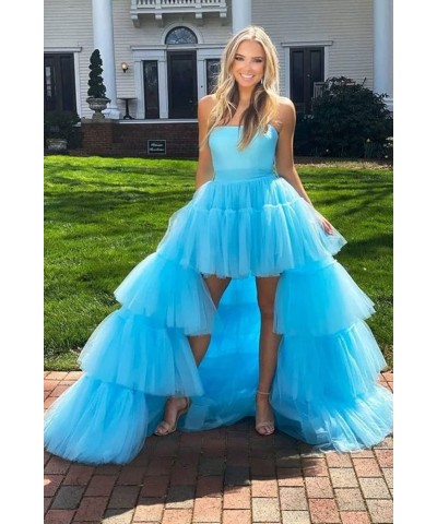 High Low Tulle Prom Dress for Women Long Tiered Ruffled Ball Gown Formal Party Dress Evening Gowns Dusty Rose $40.03 Dresses