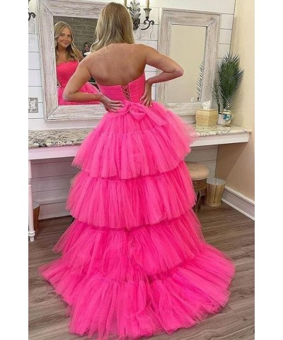 High Low Tulle Prom Dress for Women Long Tiered Ruffled Ball Gown Formal Party Dress Evening Gowns Dusty Rose $40.03 Dresses