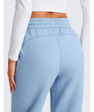 Cotton Fleece Lined Sweatpants Women Straight Leg Casual Lounge Sweat Pants for Women Cambric Blue $18.06 Activewear