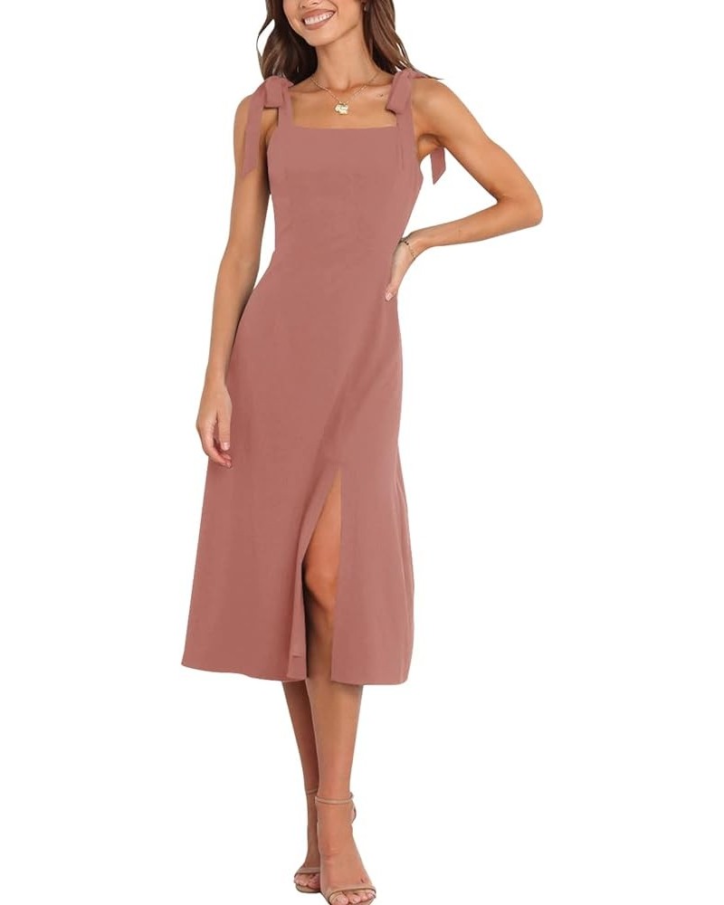 Womens Elegant Square Neck Bridesmaid Dresses Split Mid Formal Dress Cocktail Party Dress for Wedding Guest Dark Pink $18.48 ...