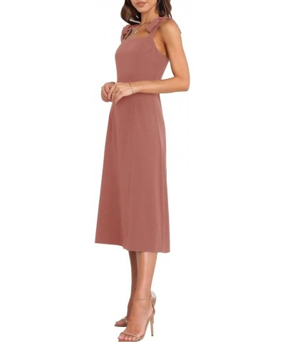 Womens Elegant Square Neck Bridesmaid Dresses Split Mid Formal Dress Cocktail Party Dress for Wedding Guest Dark Pink $18.48 ...