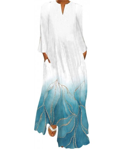 Women Maxi Dress Casual Tie Dye Printing Long Sleeve Hem Slit Pocket Beach Dresses for Women Casual Cotton Zzz4-white $10.50 ...