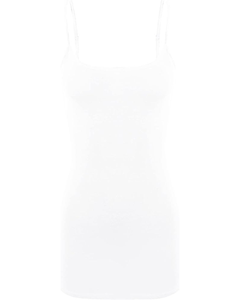 Women's Basic Long Line Adjustable Spaghetti Strap Cami Tank Tops White $8.11 Tanks