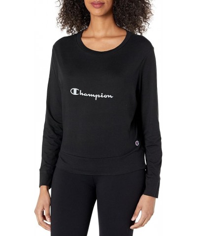 Women's Sleep Pj Long Sleeve Tee Black/Silverstone $10.79 Tops