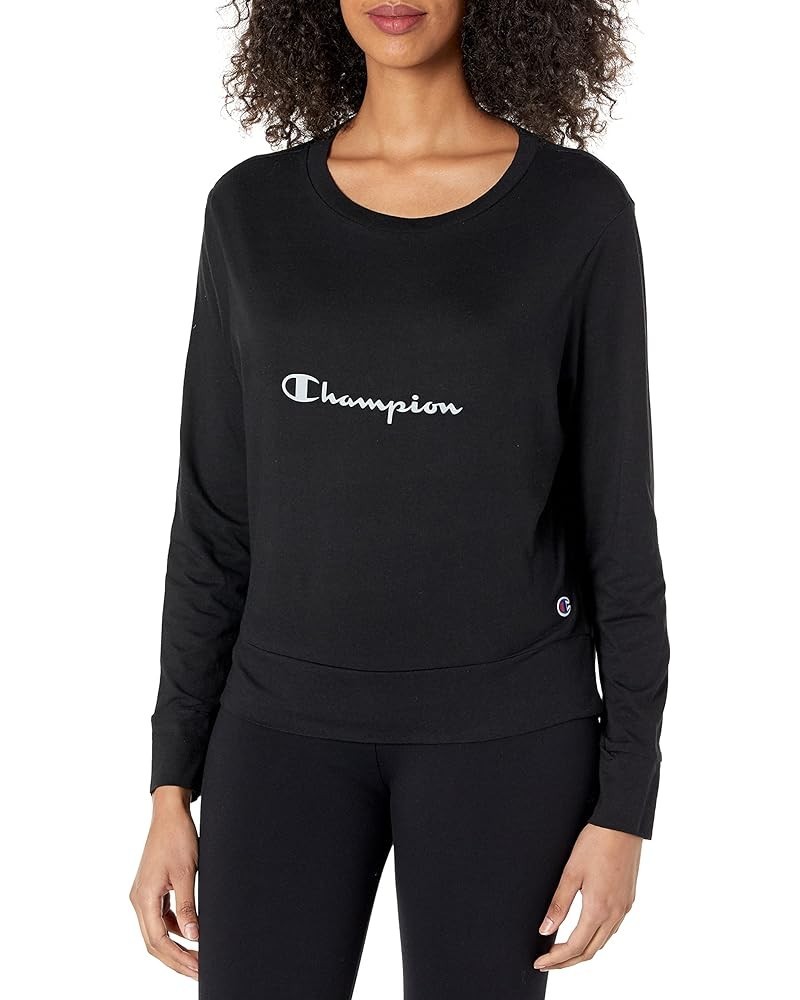 Women's Sleep Pj Long Sleeve Tee Black/Silverstone $10.79 Tops