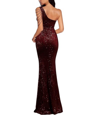 Women One Shoulder 1920s Plus Size Formal Dress Tassels Sleeve Sequins Gatsby Maxi Evening Gown A-wine $47.94 Dresses