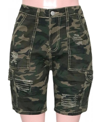 Womens Camo Cargo Shorts Elastic High Waist Loose Fit Casual Shorts with Pockets S390-camo $18.54 Activewear