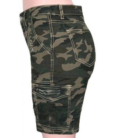 Womens Camo Cargo Shorts Elastic High Waist Loose Fit Casual Shorts with Pockets S390-camo $18.54 Activewear