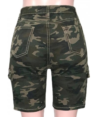 Womens Camo Cargo Shorts Elastic High Waist Loose Fit Casual Shorts with Pockets S390-camo $18.54 Activewear