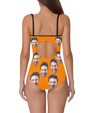 Custom One-Piece Swimsuits with Face Photo Novelty Swimwear for Women (XS-5XL) Orange $13.95 Swimsuits