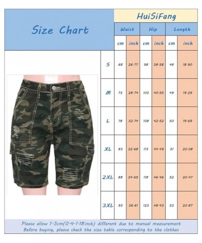 Womens Camo Cargo Shorts Elastic High Waist Loose Fit Casual Shorts with Pockets S390-camo $18.54 Activewear