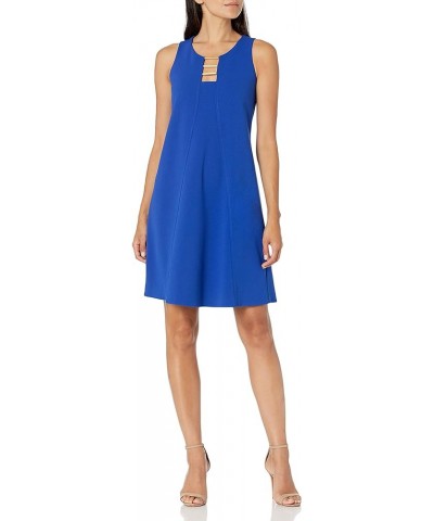 Women's Cool Crepe Cut Out Neck Trapeze Dress Twilight Blue-m94 $20.47 Dresses