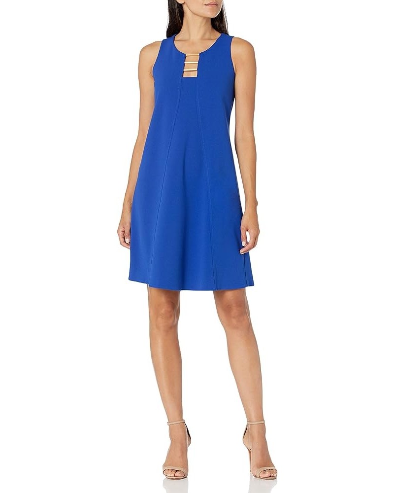 Women's Cool Crepe Cut Out Neck Trapeze Dress Twilight Blue-m94 $20.47 Dresses