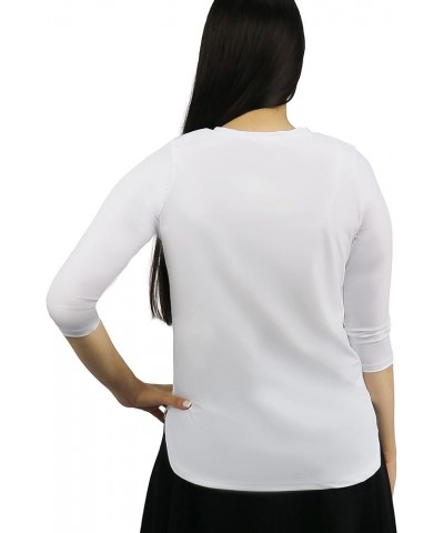 Tznius Shirt Rash Guard 3/4 Sleeve w/Zipper for Woman- Modest Shirt Swimsuit for Swim White $21.09 Swimsuits