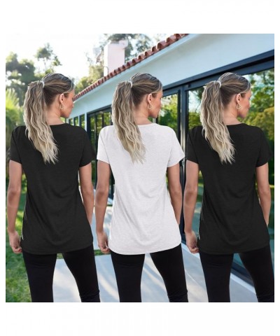 Womens 3 Pack T Shirts Basic Short Sleeve Tees Crewneck Fashion Tops Loose Fit Lightweight Casual Summer Clothes 2024 3 Pack:...