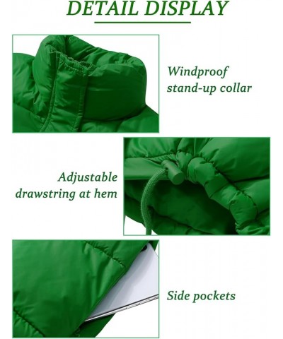 Women Cropped Puffer Jacket Winter Zip Up Short Padded Down Coat Green $22.04 Jackets